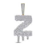 10kt Yellow Gold Mens Round Diamond Dripping Z Letter Charm Pendant 2-7/8 Cttw