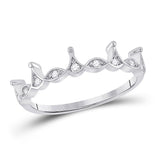 10kt White Gold Womens Round Diamond Crown Stackable Band Ring 1/5 Cttw