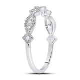 10kt White Gold Womens Round Diamond Stackable Band Ring 1/8 Cttw