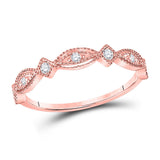 10kt Rose Gold Womens Round Diamond Stackable Band Ring 1/8 Cttw