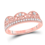 10kt Rose Gold Womens Round Diamond Band Ring 1/5 Cttw