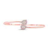 14kt Rose Gold Womens Round Diamond Bypass Pear Cluster Bracelet 1/2 Cttw
