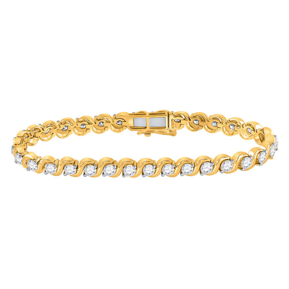 14kt Yellow Gold Womens Round Diamond Tennis Bracelet 5 Cttw