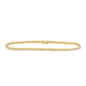 10kt Yellow Gold Womens Round Diamond Tennis Bracelet 1 Cttw