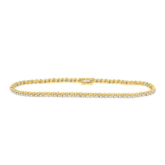 10kt Yellow Gold Womens Round Diamond Tennis Bracelet 1 Cttw
