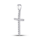 10kt White Gold Womens Round Diamond Cross Pendant 1/4 Cttw