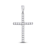10kt White Gold Womens Round Diamond Cross Pendant 1/4 Cttw