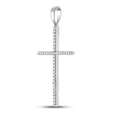 10kt White Gold Womens Round Diamond Cross Pendant 1/6 Cttw