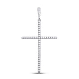 10kt White Gold Womens Round Diamond Cross Pendant 1/6 Cttw