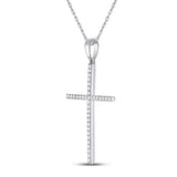 10kt White Gold Womens Round Diamond Cross Pendant 1/5 Cttw