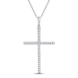 10kt White Gold Womens Round Diamond Cross Pendant 1/5 Cttw