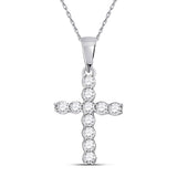 10kt White Gold Womens Round Diamond Cross Pendant 1/5 Cttw