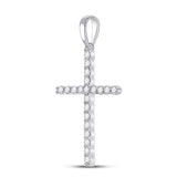 10kt White Gold Womens Round Diamond Cross Pendant 1/5 Cttw