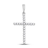 10kt White Gold Womens Round Diamond Cross Pendant 1/5 Cttw