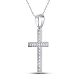 10kt White Gold Womens Round Diamond Cross Pendant 1/20 Cttw