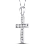 10kt White Gold Womens Round Diamond Cross Pendant 1/10 Cttw