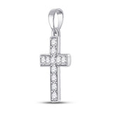 10kt White Gold Womens Round Diamond Cross Pendant 1/4 Cttw