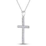 10kt White Gold Womens Round Diamond Religious Cross Pendant 1/3 Cttw