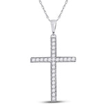 10kt White Gold Womens Round Diamond Religious Cross Pendant 1/3 Cttw