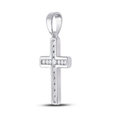 10kt White Gold Womens Round Diamond Cross Pendant 1/10 Cttw