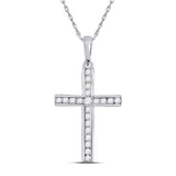 10kt White Gold Womens Round Diamond Cross Pendant 1/5 Cttw