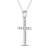 10kt White Gold Womens Round Diamond Cross Pendant 1/4 Cttw