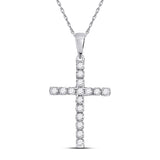 10kt White Gold Womens Round Diamond Cross Pendant 1/4 Cttw