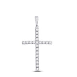 10kt White Gold Womens Round Diamond Cross Pendant 1/3 Cttw