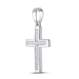 10kt White Gold Womens Princess Diamond Cross Pendant 1/10 Cttw