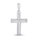 10kt White Gold Womens Princess Diamond Cross Pendant 1/10 Cttw