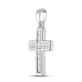 10kt White Gold Womens Princess Diamond Cross Pendant 1/4 Cttw