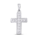 10kt White Gold Womens Princess Diamond Cross Pendant 1/4 Cttw