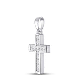10kt White Gold Womens Princess Diamond Cross Pendant 1/4 Cttw