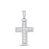 10kt White Gold Womens Princess Diamond Cross Pendant 1/4 Cttw