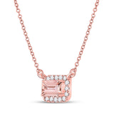 10kt Rose Gold Womens Emerald Morganite Solitaire Necklace 5/8 Cttw