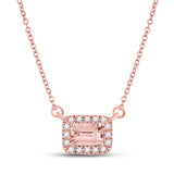 10kt Rose Gold Womens Emerald Morganite Solitaire Necklace 5/8 Cttw
