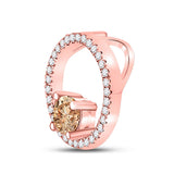 10kt Rose Gold Womens Round Morganite Diamond Circle Pendant 1/3 Cttw