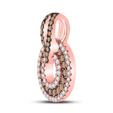 10kt Rose Gold Womens Round Brown Diamond Circle Pendant 1/2 Cttw