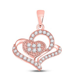 10kt Rose Gold Womens Round Diamond Heart Pendant 1/4 Cttw