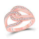 14kt Rose Gold Womens Round Diamond Linked Loop Fashion Ring 1/3 Cttw