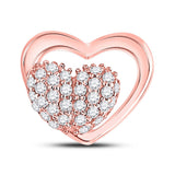 10kt Rose Gold Womens Round Diamond Heart Pendant 1/6 Cttw