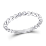 10kt White Gold Womens Round Diamond 2-Stone Stackable Band Ring .03 Cttw
