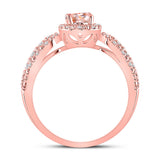 10kt Rose Gold Womens Oval Morganite Diamond-accent Solitaire Ring 1-1/5 Cttw