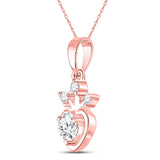 14kt Rose Gold Womens Round Diamond Heart Pendant 1/4 Cttw