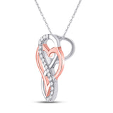 10kt Two-tone Gold Womens Round Diamond Infinity Heart Pendant 1/10 Cttw
