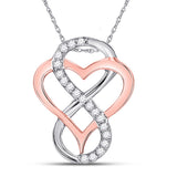 10kt Two-tone Gold Womens Round Diamond Infinity Heart Pendant 1/10 Cttw