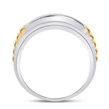 10kt Two-tone Gold Mens Round Diamond Ribbed 5-Stone Band Ring 5/8 Cttw