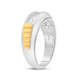 10kt Two-tone Gold Mens Round Diamond Ribbed 5-Stone Band Ring 5/8 Cttw