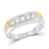 10kt Two-tone Gold Mens Round Diamond Single Row Band Ring 1/2 Cttw