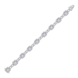 14kt White Gold Womens Round Diamond Square Link Bracelet 5-3/4 Cttw